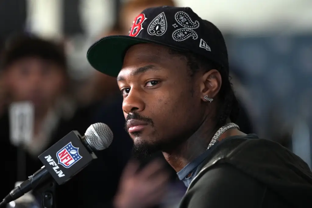 Stefon Diggs at a New England Patriots press conference.