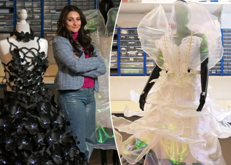 Wild NYFW robo-dress by tech wiz turned designer blooms when you shake someone’s hand