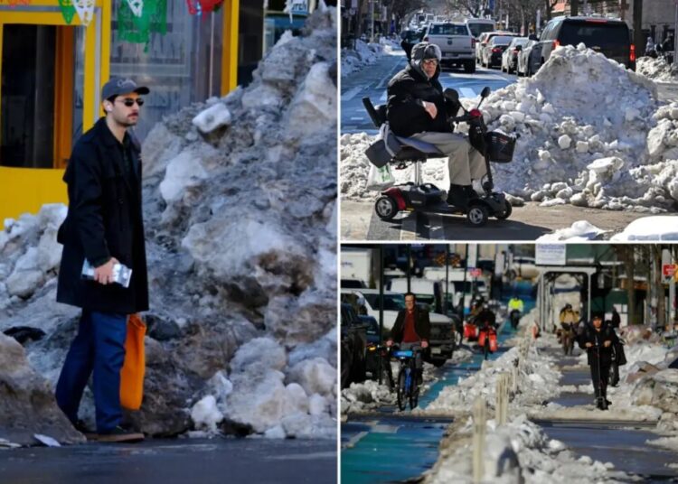 Snow woes continue in NYC with giant icebergs, slushy streets and sidewalks ruining every kind of travel