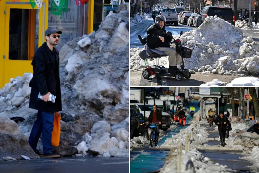 Snow woes continue in NYC with giant icebergs, slushy streets and sidewalks ruining every kind of travel