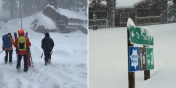 Skiers trapped by avalanche up Lake Tahoe mountain build makeshift shelter using tarp, 10 still missing