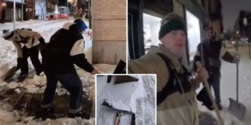 Duo goes viral for shoveling NYC sidewalks for free of charge after Winter Storm Fern: ‘Great sense of community’
