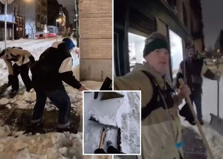Duo goes viral for shoveling NYC sidewalks for free of charge after Winter Storm Fern: ‘Great sense of community’
