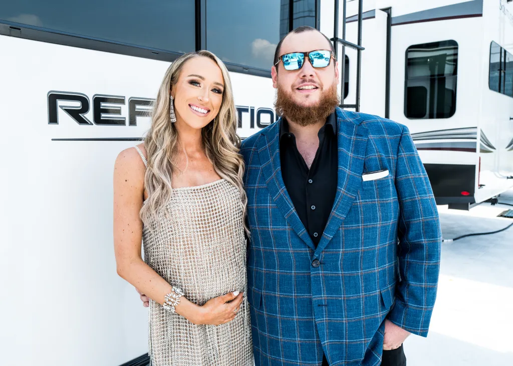 Nicole Hocking and Luke Combs attending the 58th Academy of Country Music Awards.