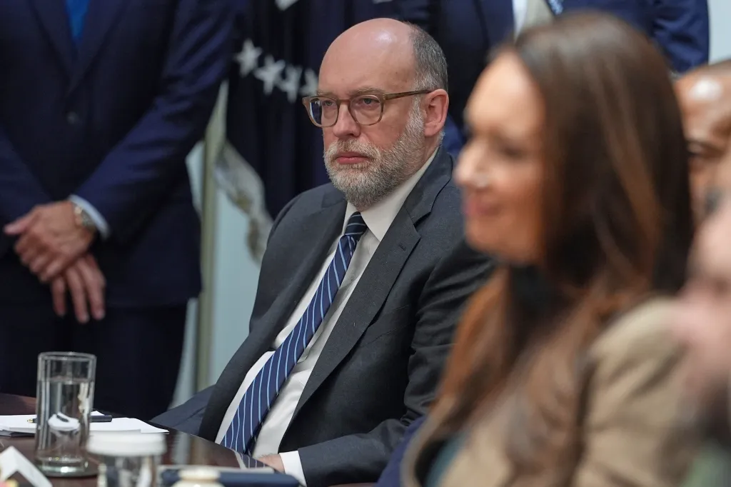 Russell Vought listens during a cabinet meeting at the White House, Thursday, Jan. 29, 2026, in Washington.