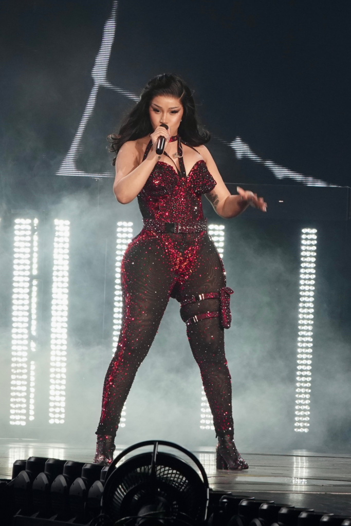 Cardi B performing on stage during the opening night of her 