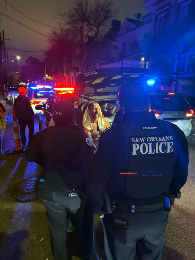 Actor Shia LaBeouf being taken into police custody in New Orleans.