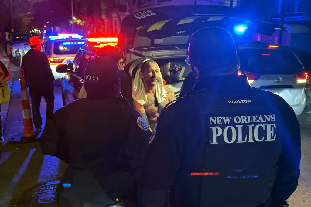 Actor Shia LaBeouf being taken into police custody in New Orleans.
