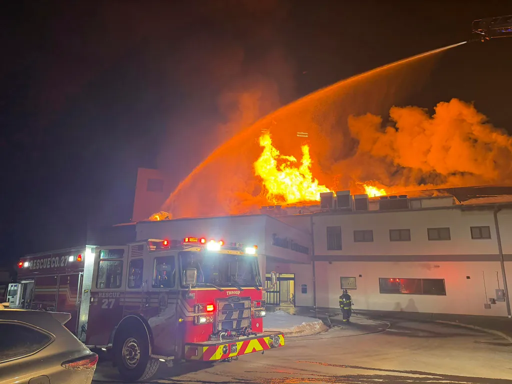 Emergency crews battled a blaze and evacuated patients from a hospital Wednesday night in Pennsylvania as fire engulfed part of the facility on Feb. 4, 2026.