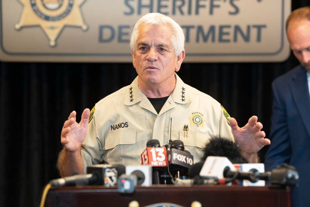 Pima County Sheriff Chris Nanos speaks at a press conference regarding the disappearance of Nancy Guthrie.