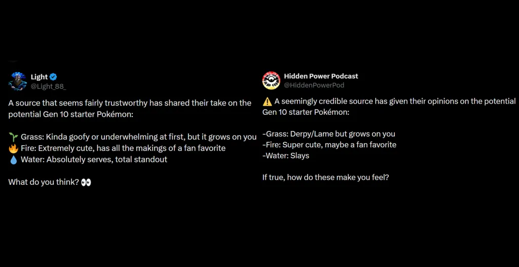 Pokémon Gen 10 Starter Leaks