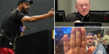 LAPD meeting again descends into chaos as slur-slinging protestors shout down top commissioner