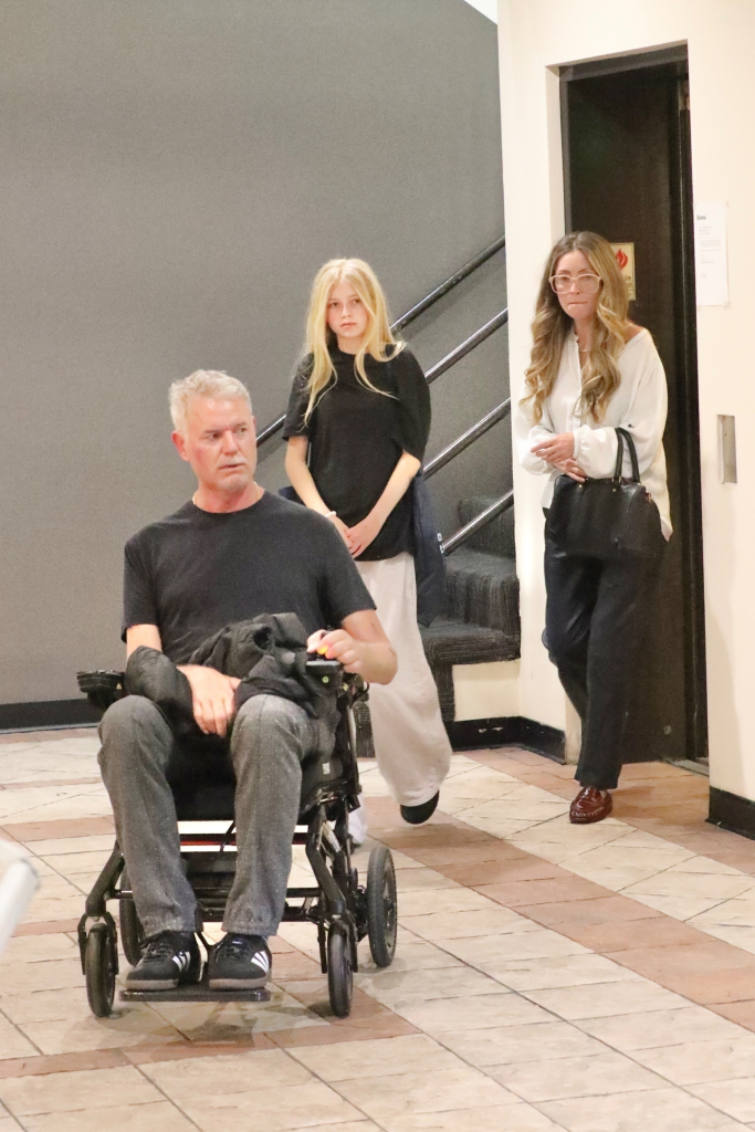 Eric Dane, who continues to bravely face his battle with Amyotrophic Lateral Sclerosis, was seen being lovingly wheeled by his wife, Rebecca Gayheart, and daughter Georgia Dean, as the family enjoyed a heartfelt dinner outing at Sushi Park in West Hollywood.