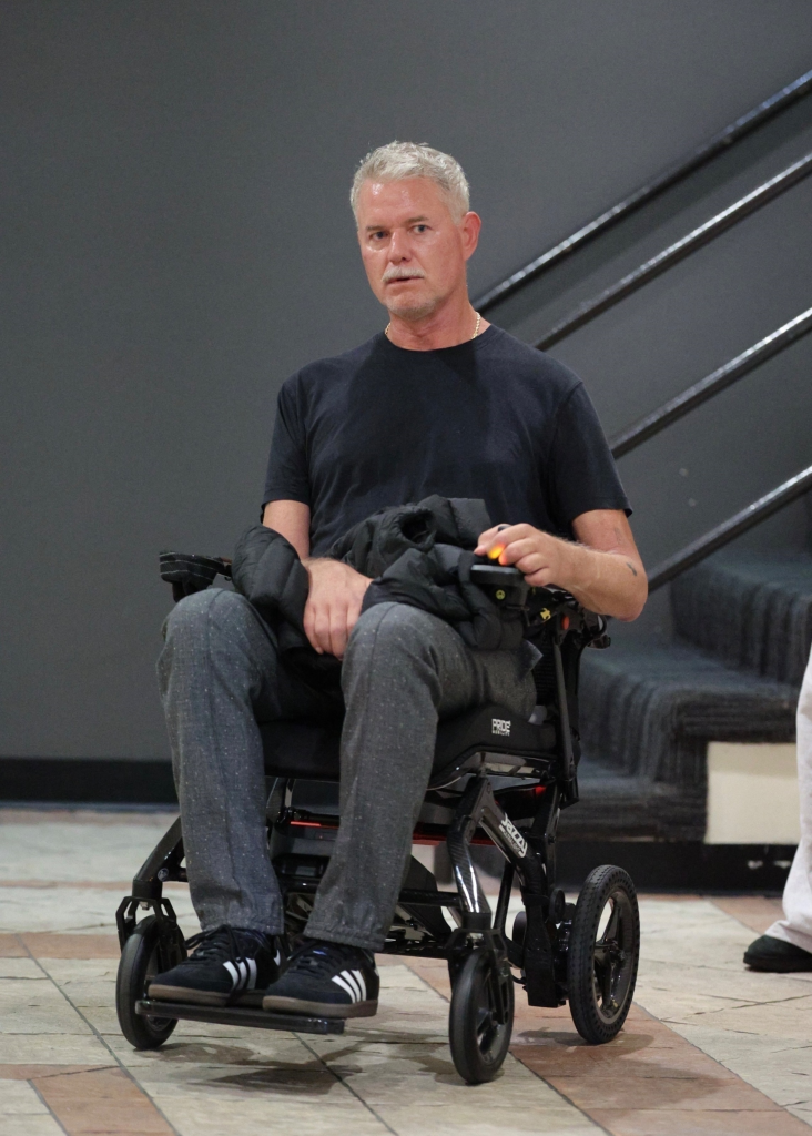 Eric Dane in a motorized wheelchair due to ALS.