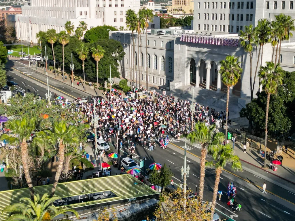 Protest against ICE in downtown Los Angeles.