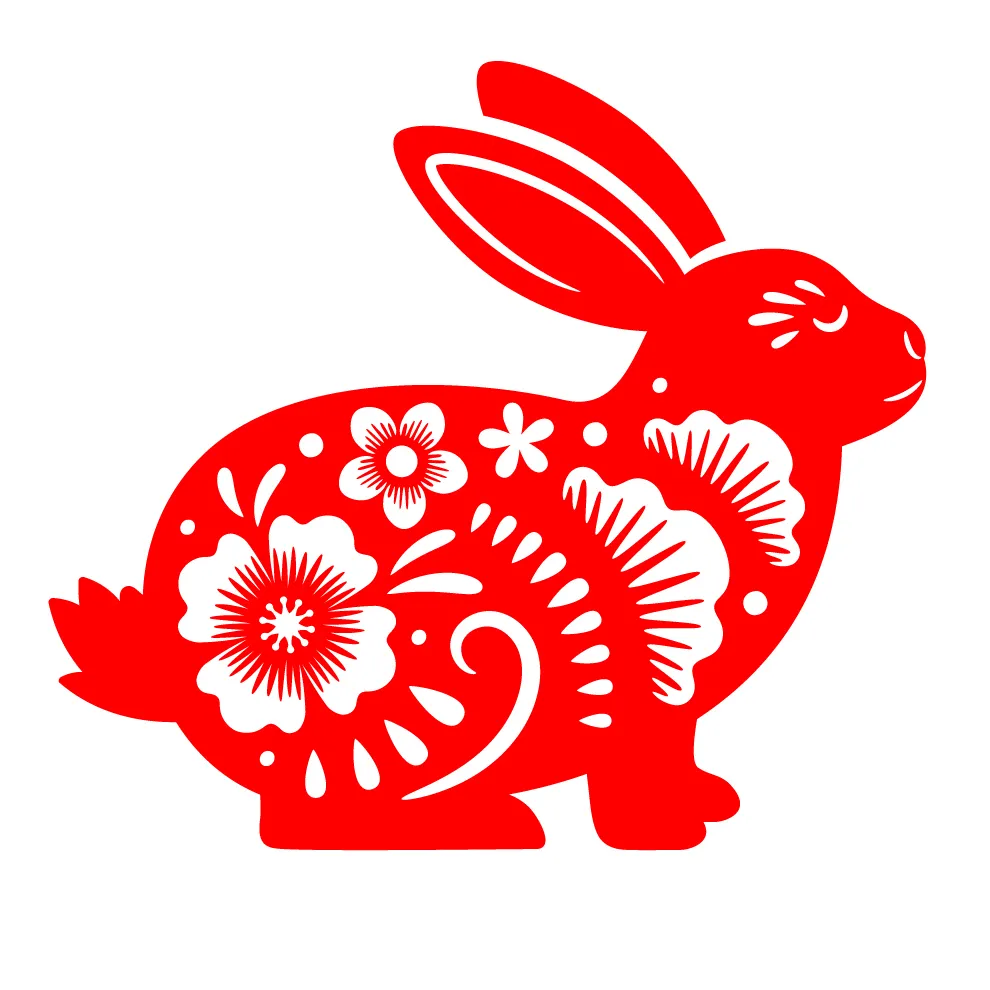 Red Chinese zodiac illustration of the rabbit