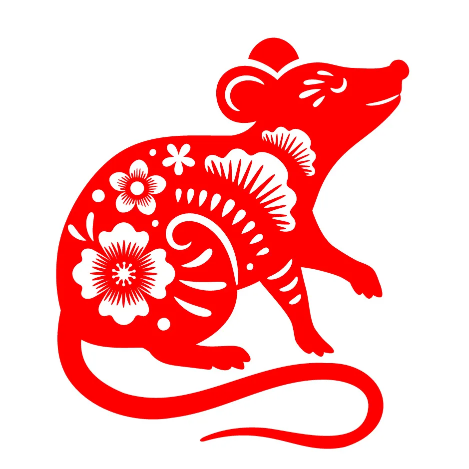 Red Chinese zodiac illustration of the rat