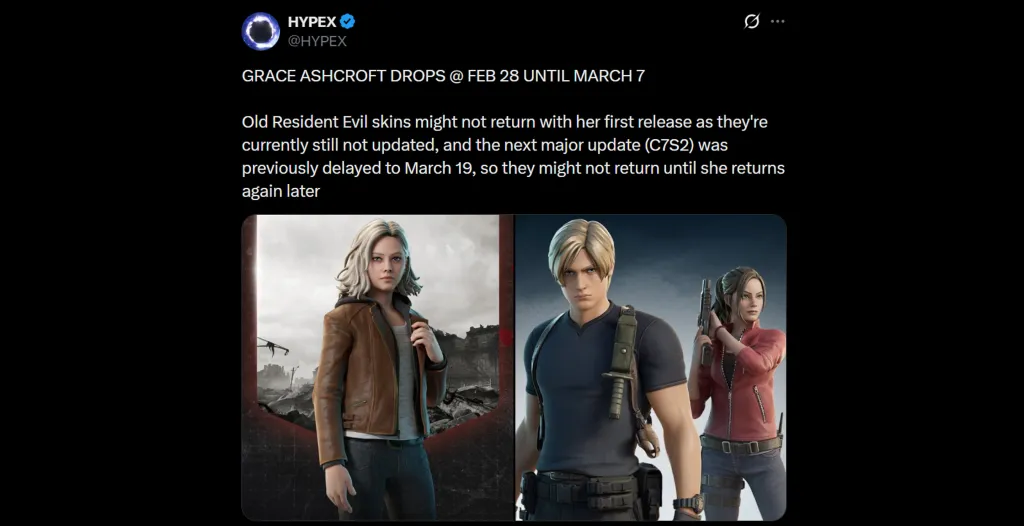 Resident Evil Fortnite Skins Delayed