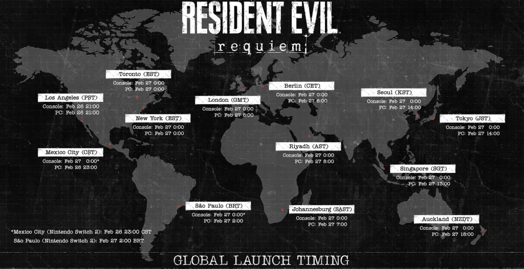 Resident Evil Requiem Global Launch Times