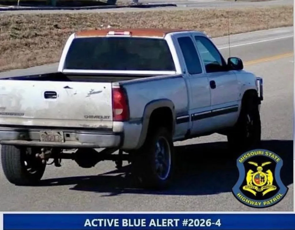 The Missouri State Highway Patrol issued a Blue Alert for a white 2001 Chevrolet Silverado extended cab pickup truck, Missouri license plate 9MGX36, after a Christian County deputy was fatally shot near Highlandville.