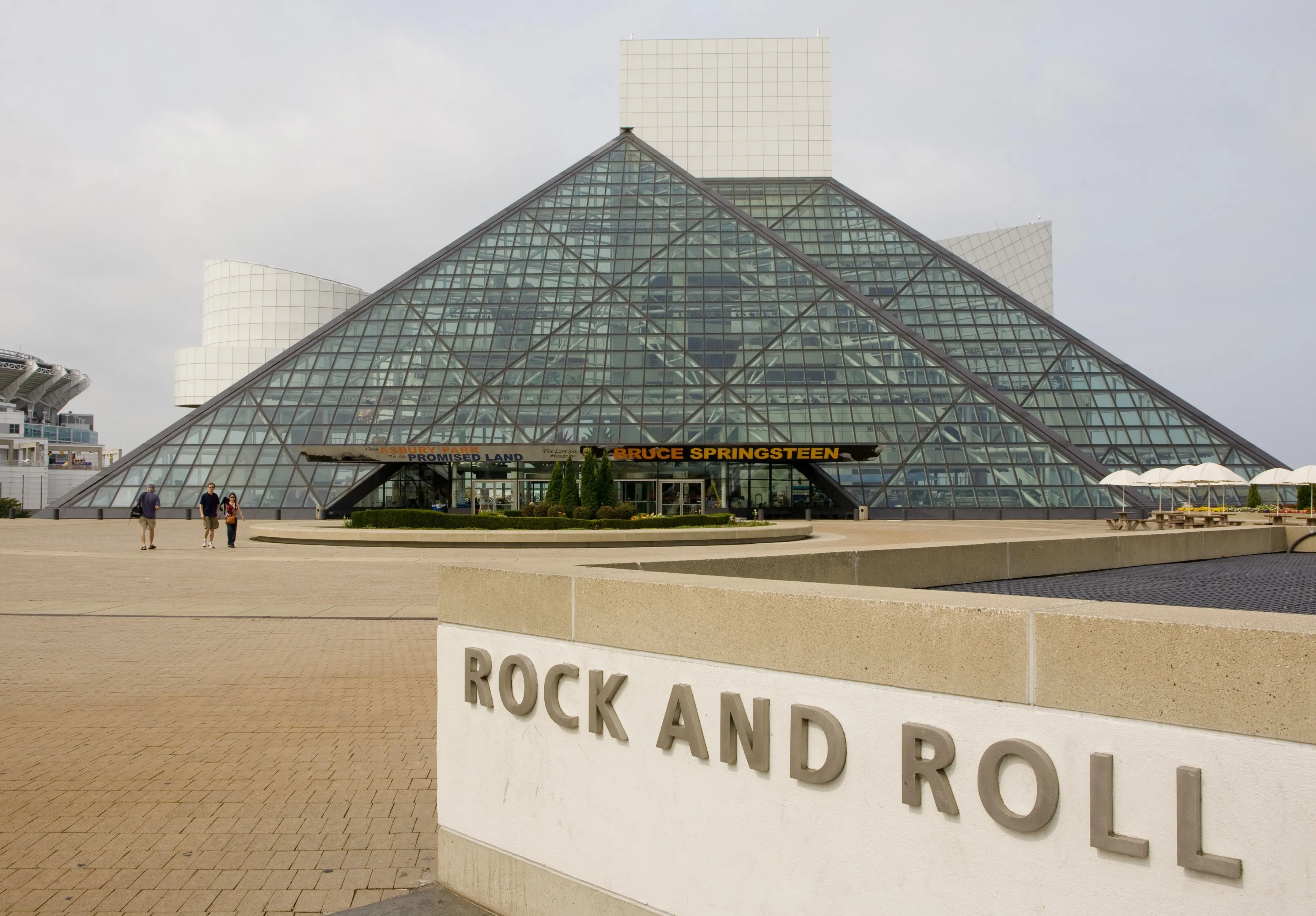The Rock and Roll Hall of Fame Museum building in Cleveland, Ohio.