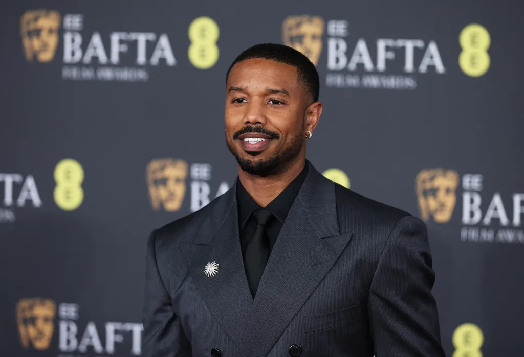 Michael B. Jordan poses on the red carpet at the British Academy of Film and Television Awards (BAFTA) in London.