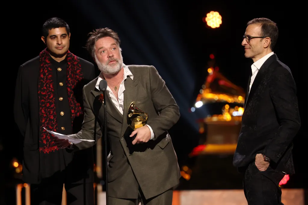 Rufus Wainwright accepts the Best Audio Book, Narration and Storytelling Recording award on behalf of The Dalai Lama at the 68th Grammy Awards on Feb. 1, 2026.