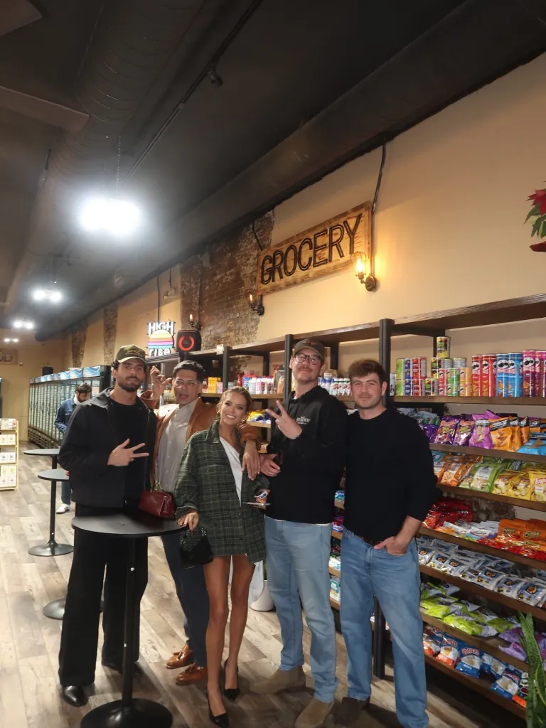 Salley Carson Rodrigo Reyes and Austen Kroll posing with other friends