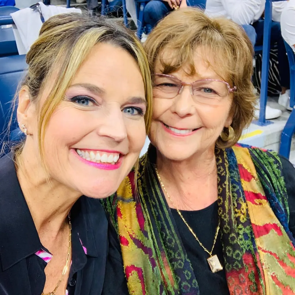 Savannah Guthrie and her mother Nancy smiling for a selfie.