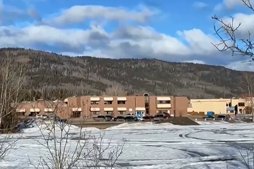 Screengrab of a video showing a middle school and high school building where a shooting took place.