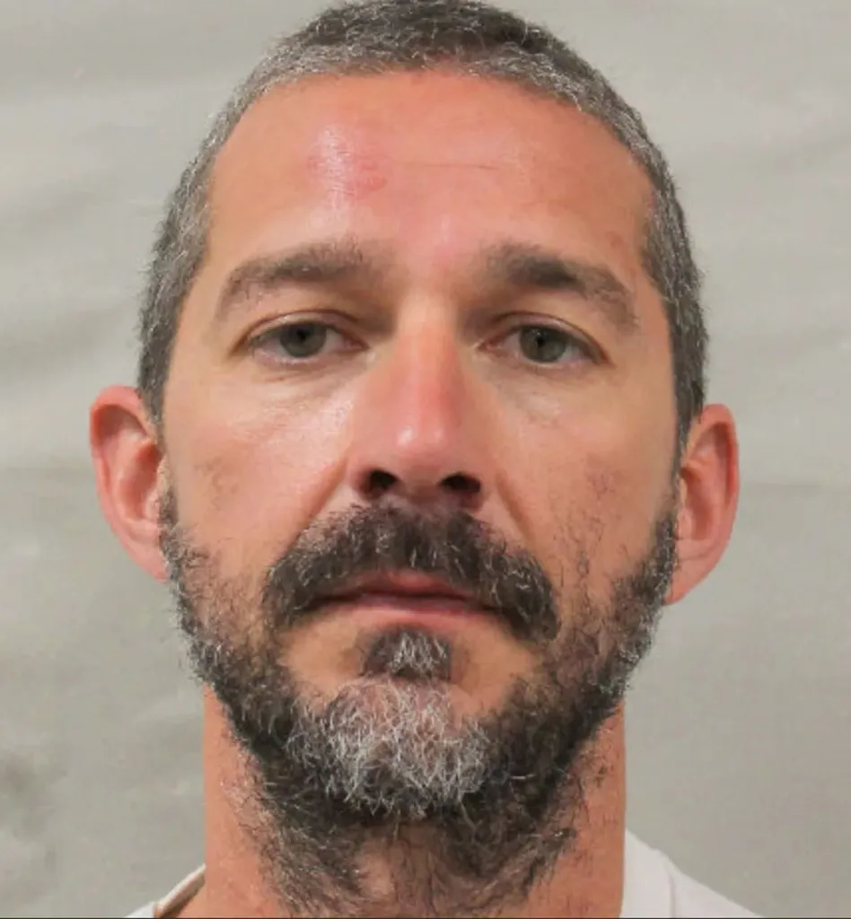 Mugshot of actor Shia LaBeouf from his arrest during Mardi Gras in New Orleans.