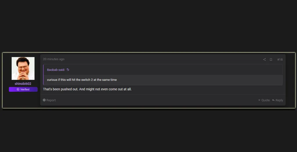 Shinobi602 Starfield Switch 2 Delayed