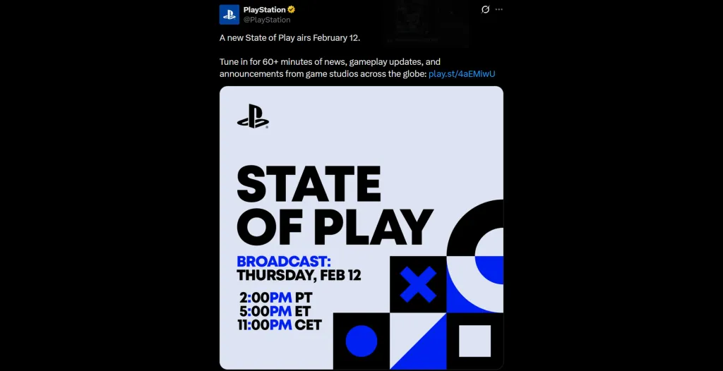 Sony State of Play Announced February 12
