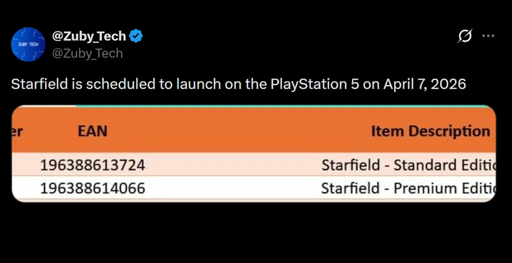 Starfield PS5 Release Date Leaked