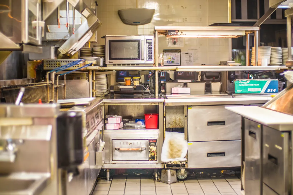 The kitchen set up including a microwave inside a Steak n' Shake in Augusta, Georgia.