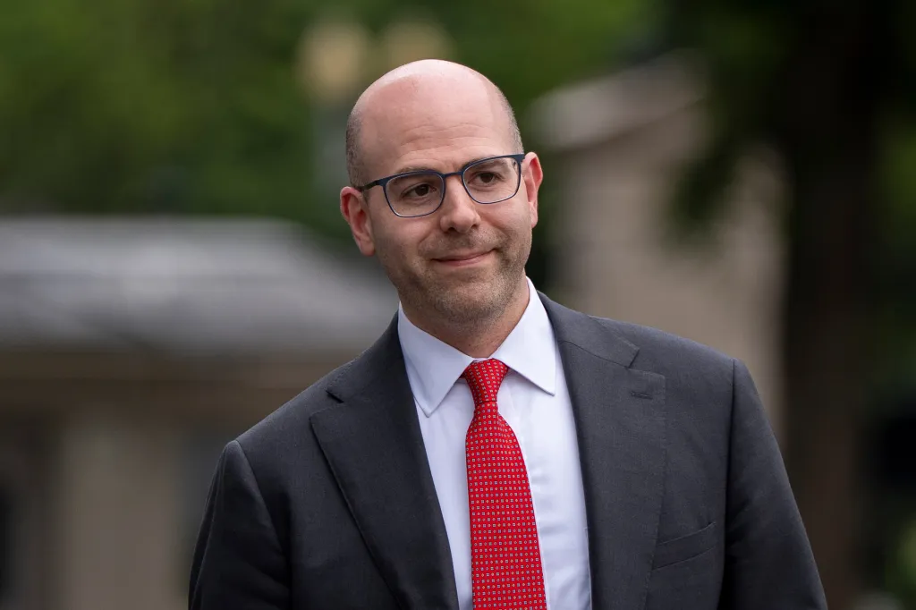 Stephen Miran, chairman of the Council of Economic Advisors, walking at the White House.