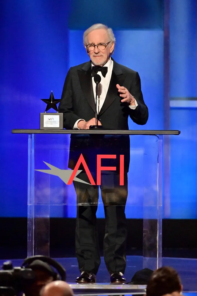 Steven Spielberg speaks onstage at the 50th Annual AFI Life Achievement Award.