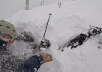 Heart-stopping moment skier is rescued after being buried alive under mount of snow in Lake Tahoe