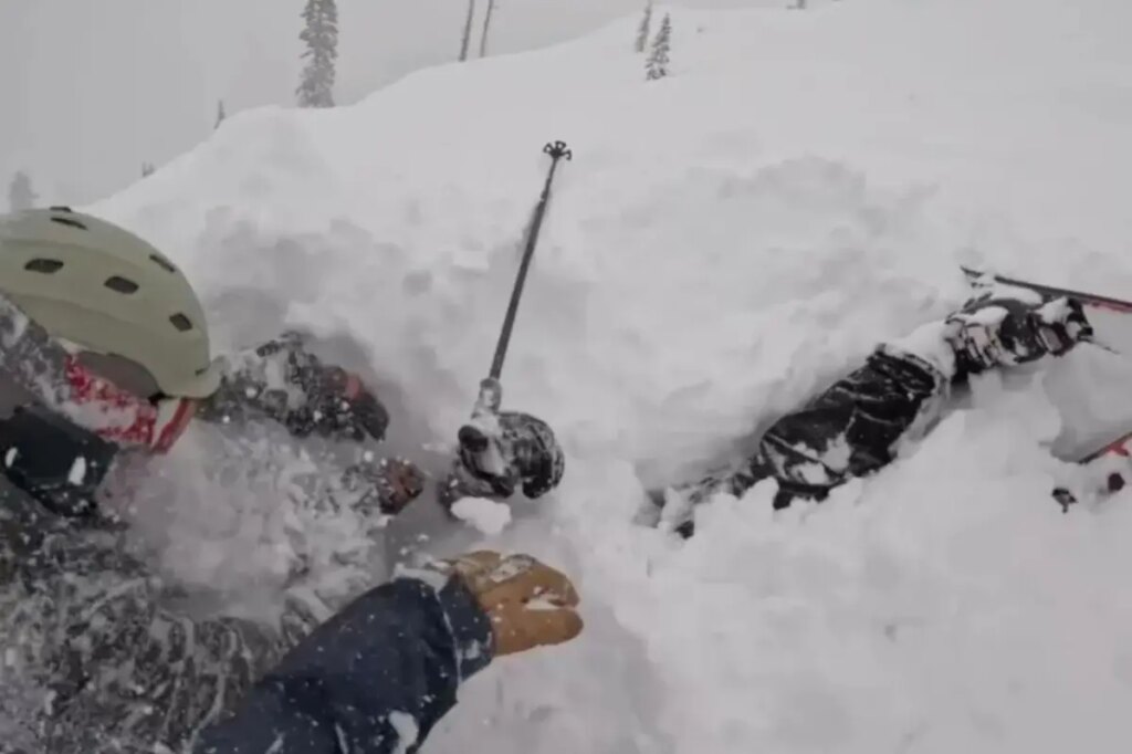 Heart-stopping moment skier is rescued after being buried alive under mount of snow in Lake Tahoe