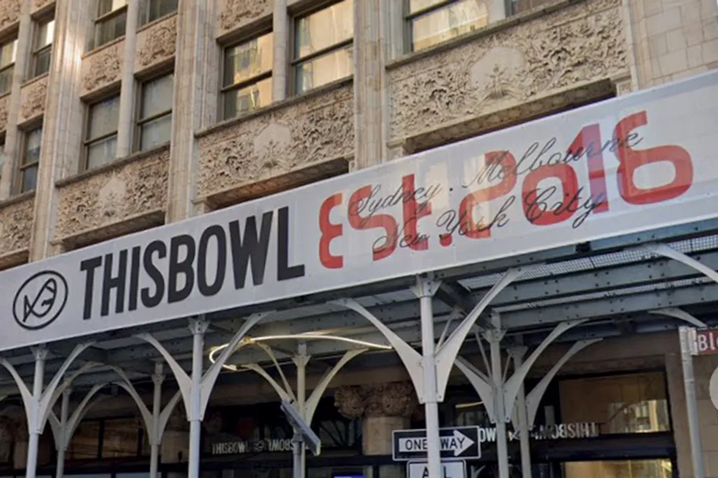 The facade of THISBOWL at 65 Bleecker St, New York, NY.