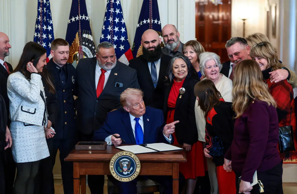 President Donald Trump signs a proclamation establishing 