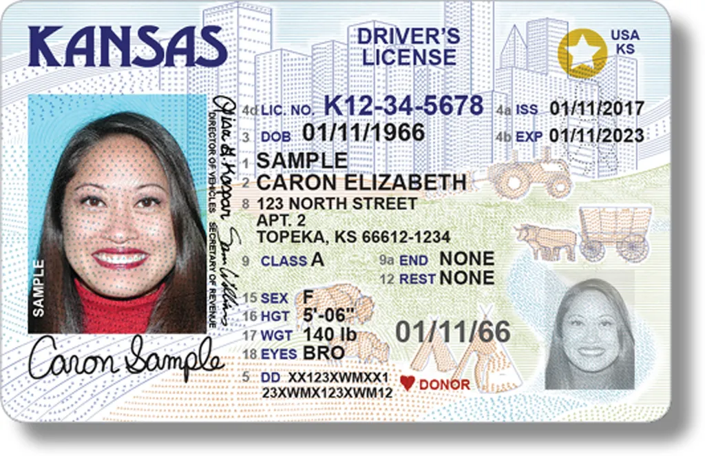 This undated photo provided by the Kansas Department of Revenue shows a Kansas REAL ID.