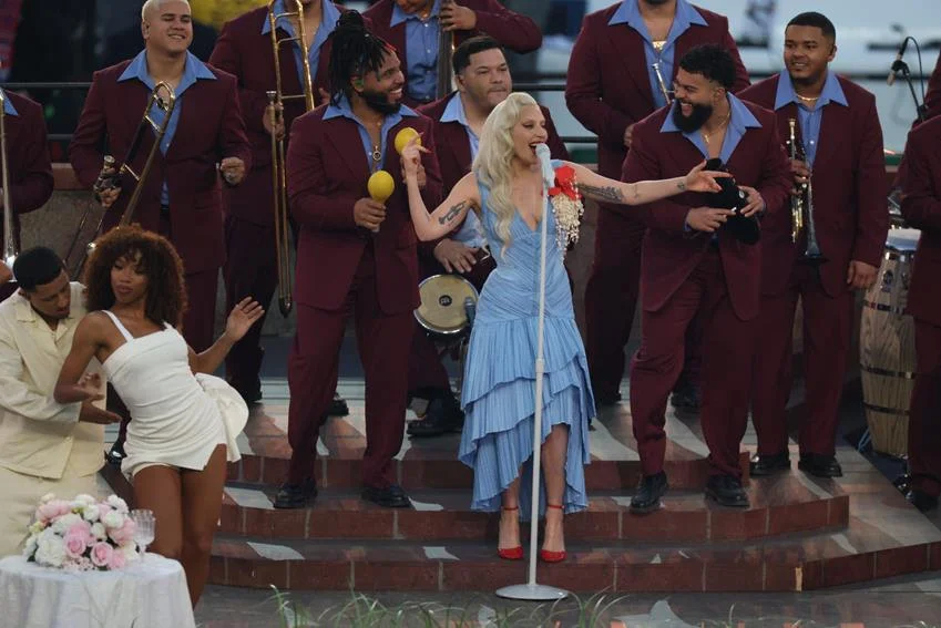 Lady Gaga in a custom Luar dress. Source: Getty