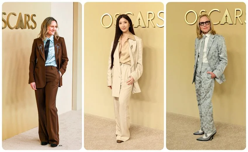 Left to right, Alice Felton, Ejae and Amy Madigan attend the 98th Oscars Nominees Luncheon at the Beverly Hilton hotel in Beverly Hills, California on Feb. 10, 2026. Source: Getty.