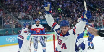 U.S. men rout Slovakia, will play Canada for hockey gold medal