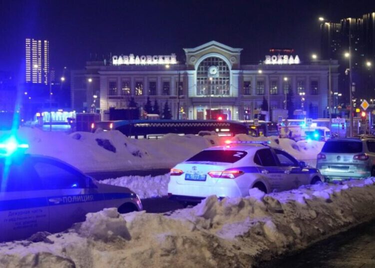 An attacker detonates an explosive device in Moscow, killing a police officer and himself
