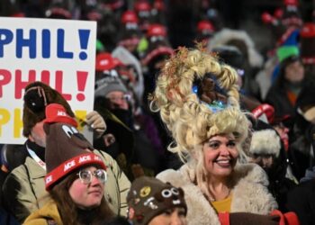 Punxsutawney Phil is said to have seen his shadow, forecasting 6 more weeks of wintry weather