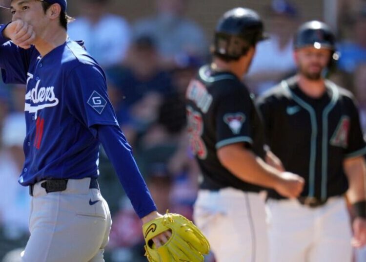 ‘Things I need to work on.’ Dodgers’ Roki Sasaki struggles in first Cactus League start