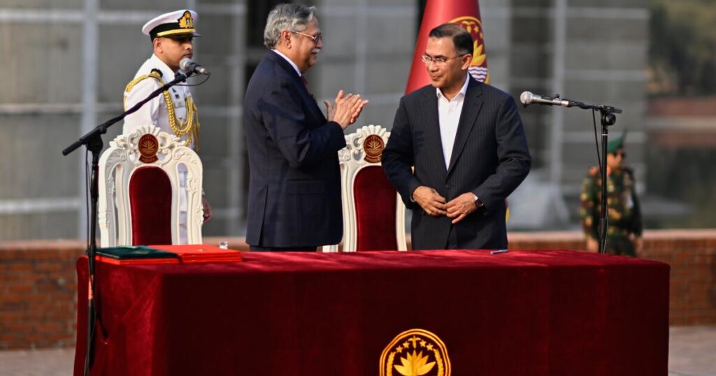 Bangladesh’s new prime minister is sworn in after his party’s landslide election win