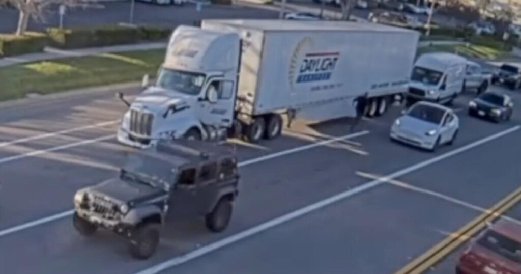 Broad daylight, middle of the road: Video shows brazen big rig burglary in Chino